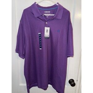 NWT Izod Mens 2XB Purple Advantage Performance Stretch Short Sleeve Polo Shirt
